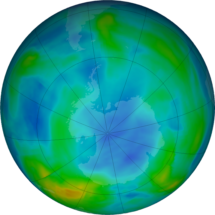 Antarctic ozone map for 10 June 2022